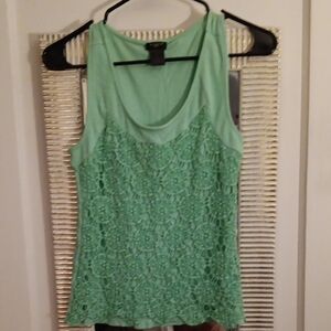 Ann Taylor Light Green Lace Tank Top